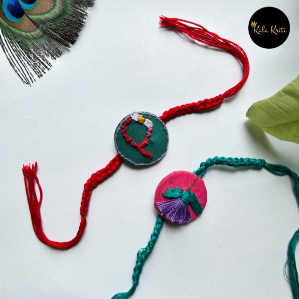Hand-Embroidered Rakhi – Blossom Motif - Image 2