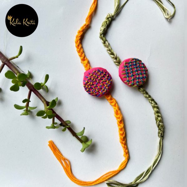 Handcrafted Rakhi – Kantha-Inspired Embroidery - Image 2