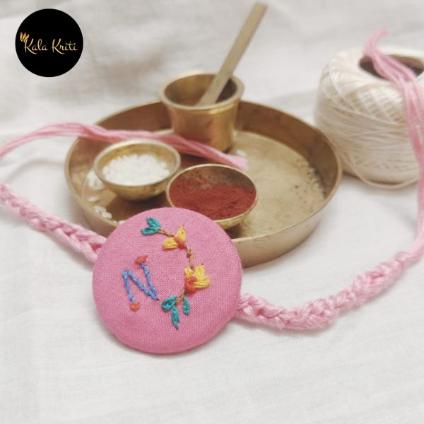 Personalised Hand-Embroidered Rakhi – With Your Special Letter - Image 4