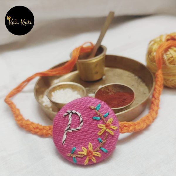 Personalised Hand-Embroidered Rakhi – With Your Special Letter - Image 5