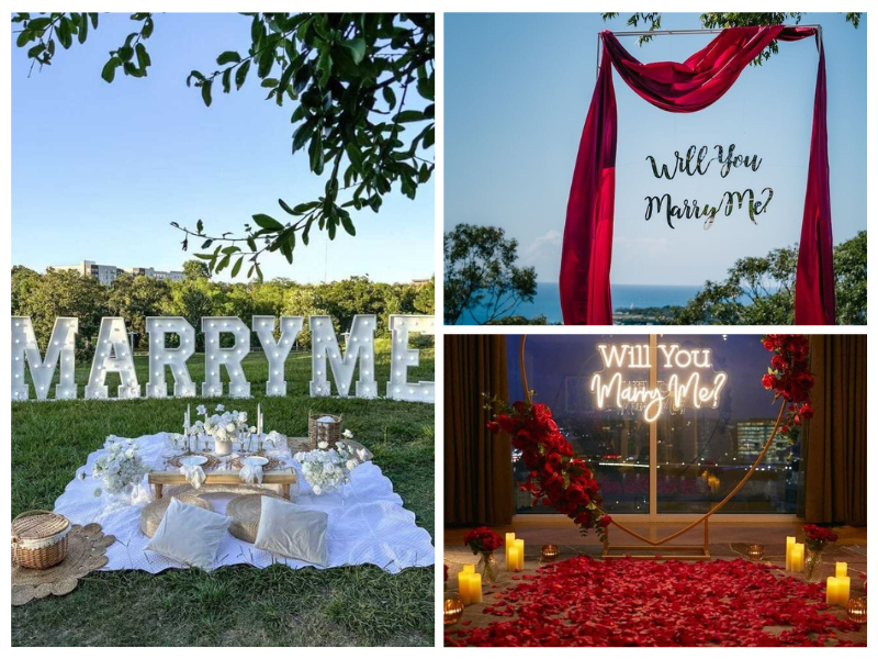 Romantic proposal event setup by event management company