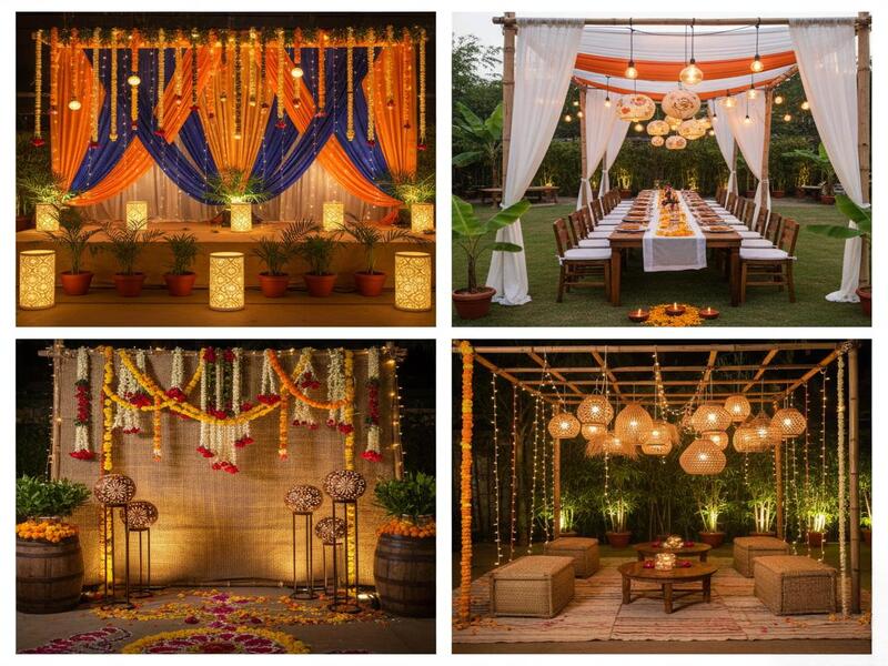 Corporate event decoration with lighting and florals