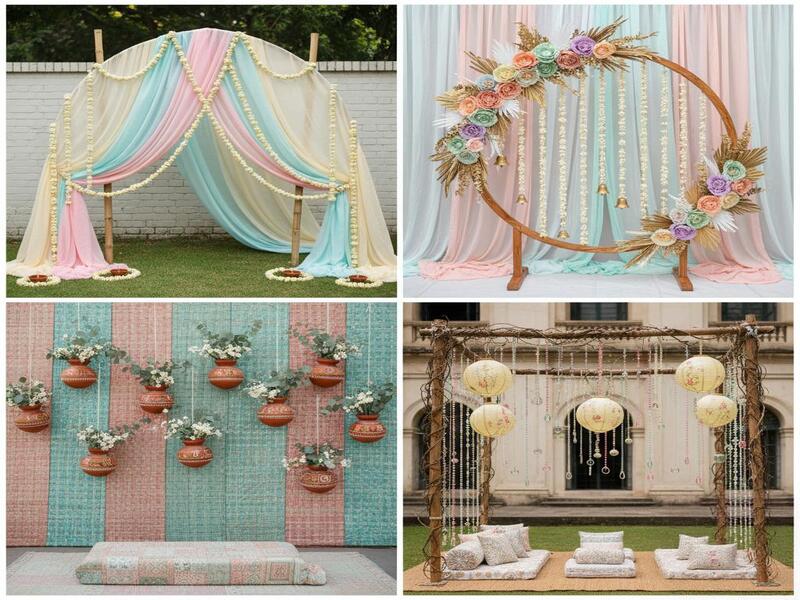 Elegant pastel bridal shower decoration backdrop