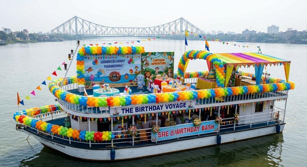 Cartoon theme small cruise birthday decorations with colourful balloons and themed party décor for children