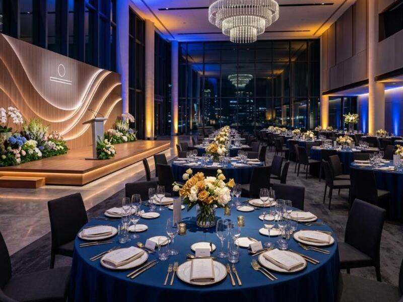 Corporate event decoration showcasing strong brand identity and design