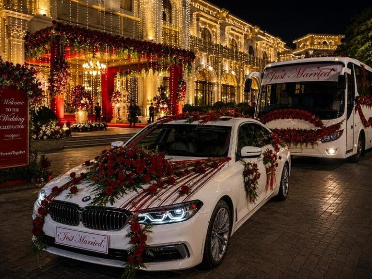 Marriage Car and Bus Decoration Ideas for Weddings